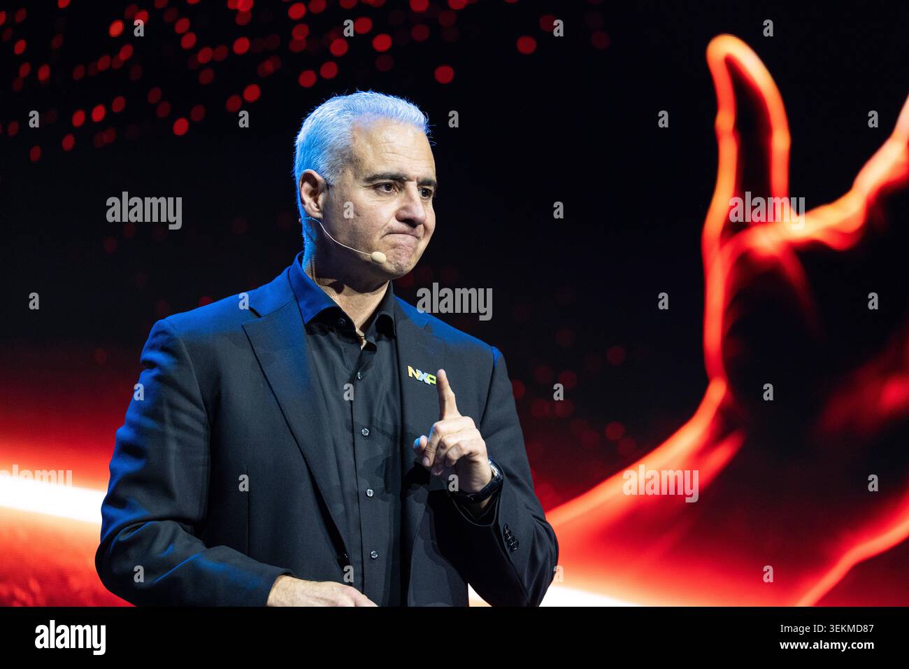 Rafael Sotomayor, CEO of NXP Semiconductors speaking at a keynote at ...