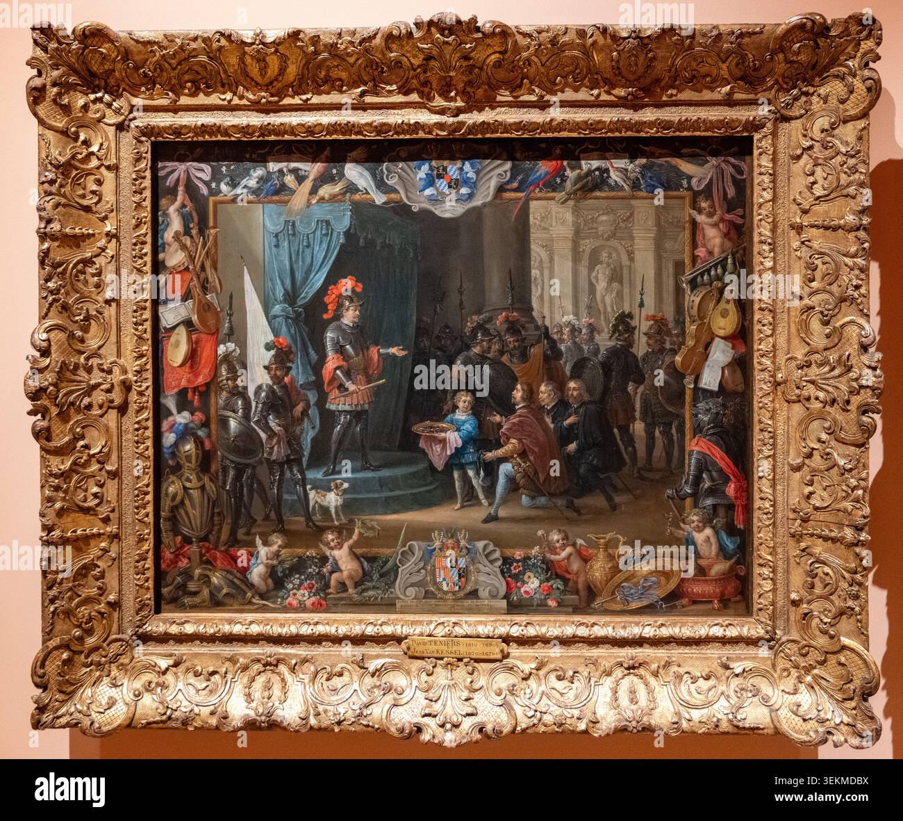 Large baroque-style history painting in an elaborate gilded frame ...