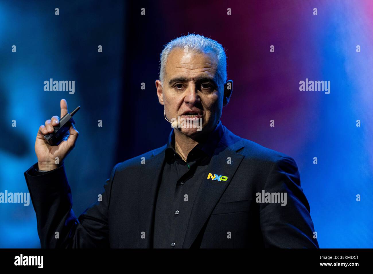Rafael Sotomayor, CEO of NXP Semiconductors speaking at a keynote at ...