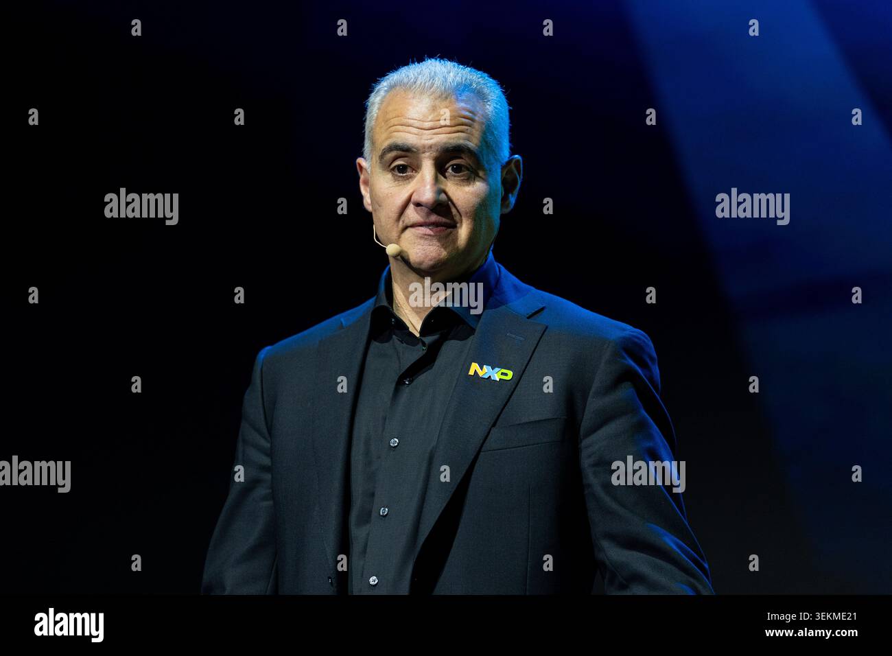 Rafael Sotomayor, CEO of NXP Semiconductors speaking at a keynote at ...