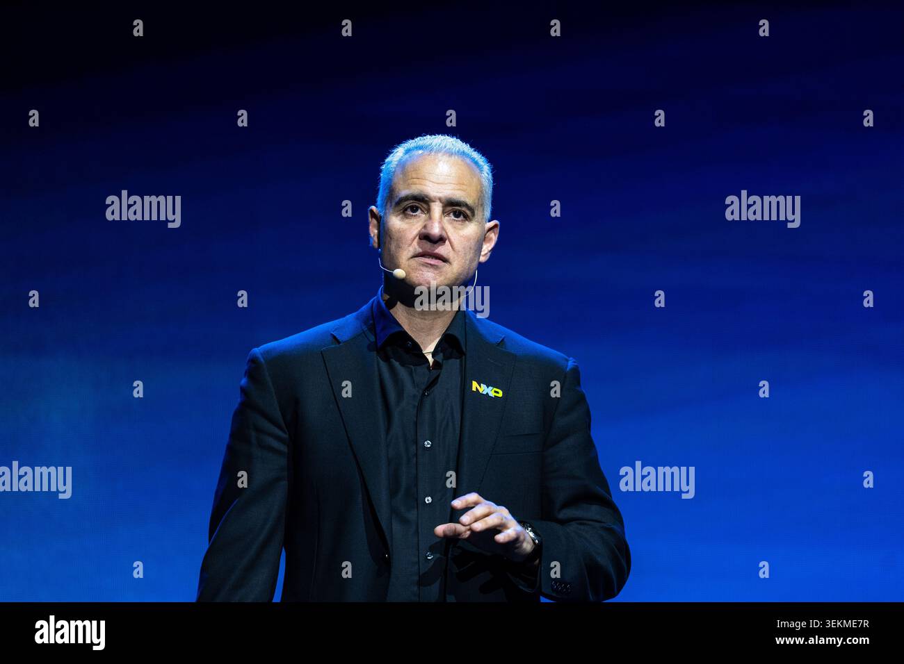 Rafael Sotomayor, CEO of NXP Semiconductors speaking at a keynote at ...