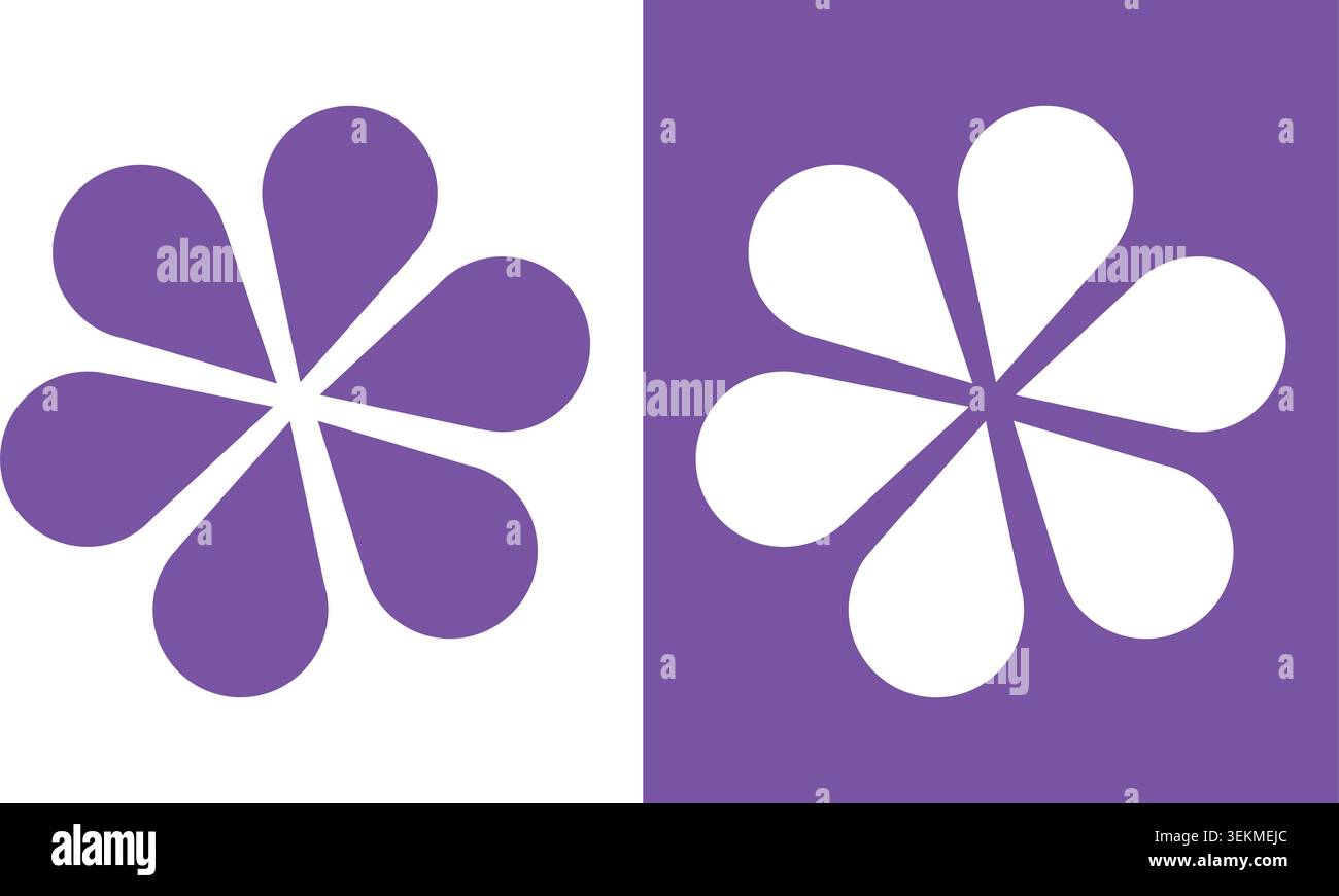 Six Petal Flower Shape Icon Set Stock Vector