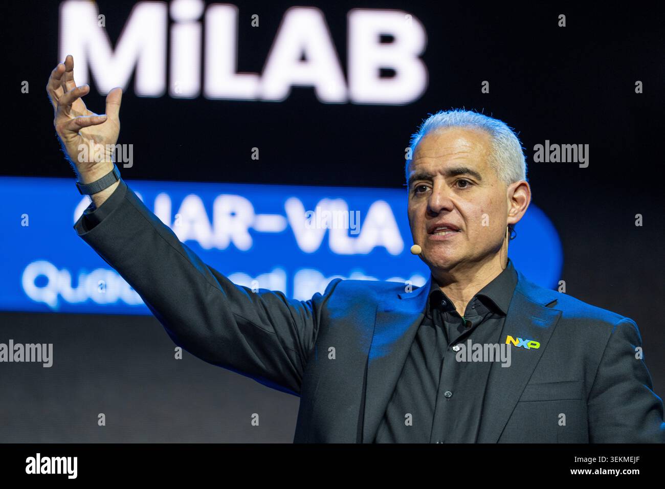 Rafael Sotomayor, CEO of NXP Semiconductors speaking at a keynote at ...