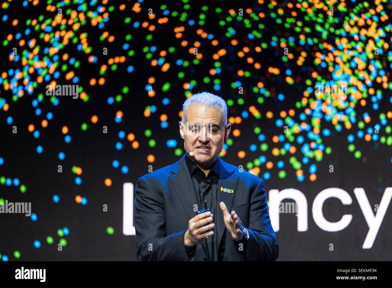 Rafael Sotomayor, CEO of NXP Semiconductors speaking at a keynote at ...