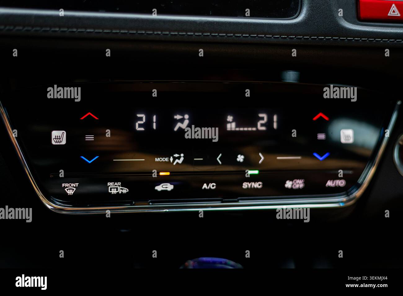 Digital Climate Control Panel with Heated Seats and Air Conditioning System Stock Photo