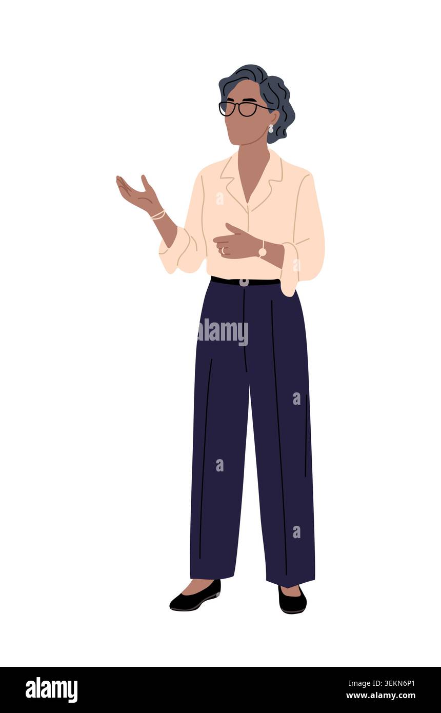 Flat Illustration of a confident woman gesturing Stock Vector