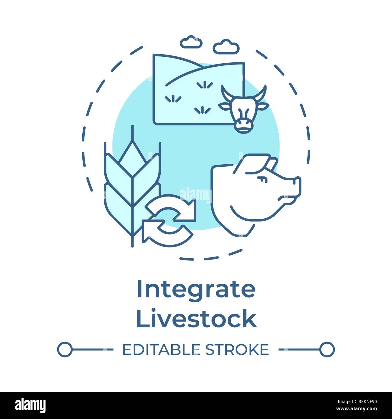 Integrate livestock soft blue concept icon Stock Vector
