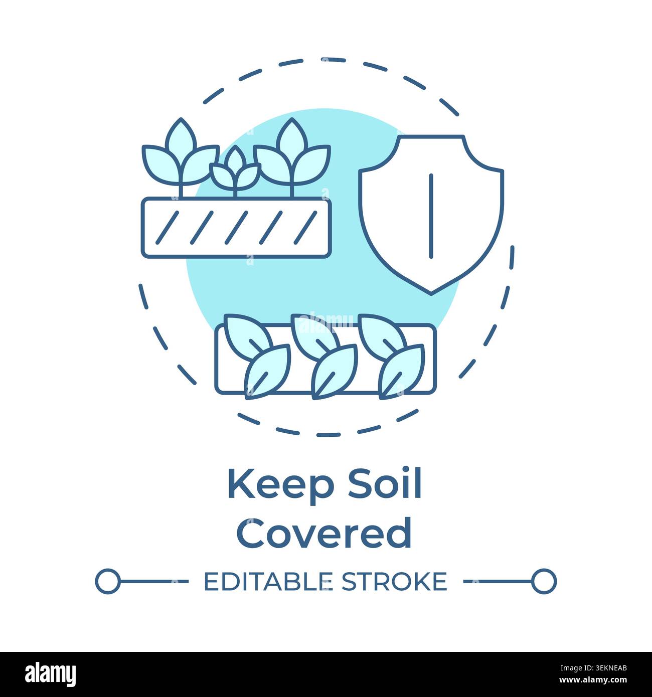 Keep soil covered soft blue concept icon Stock Vector