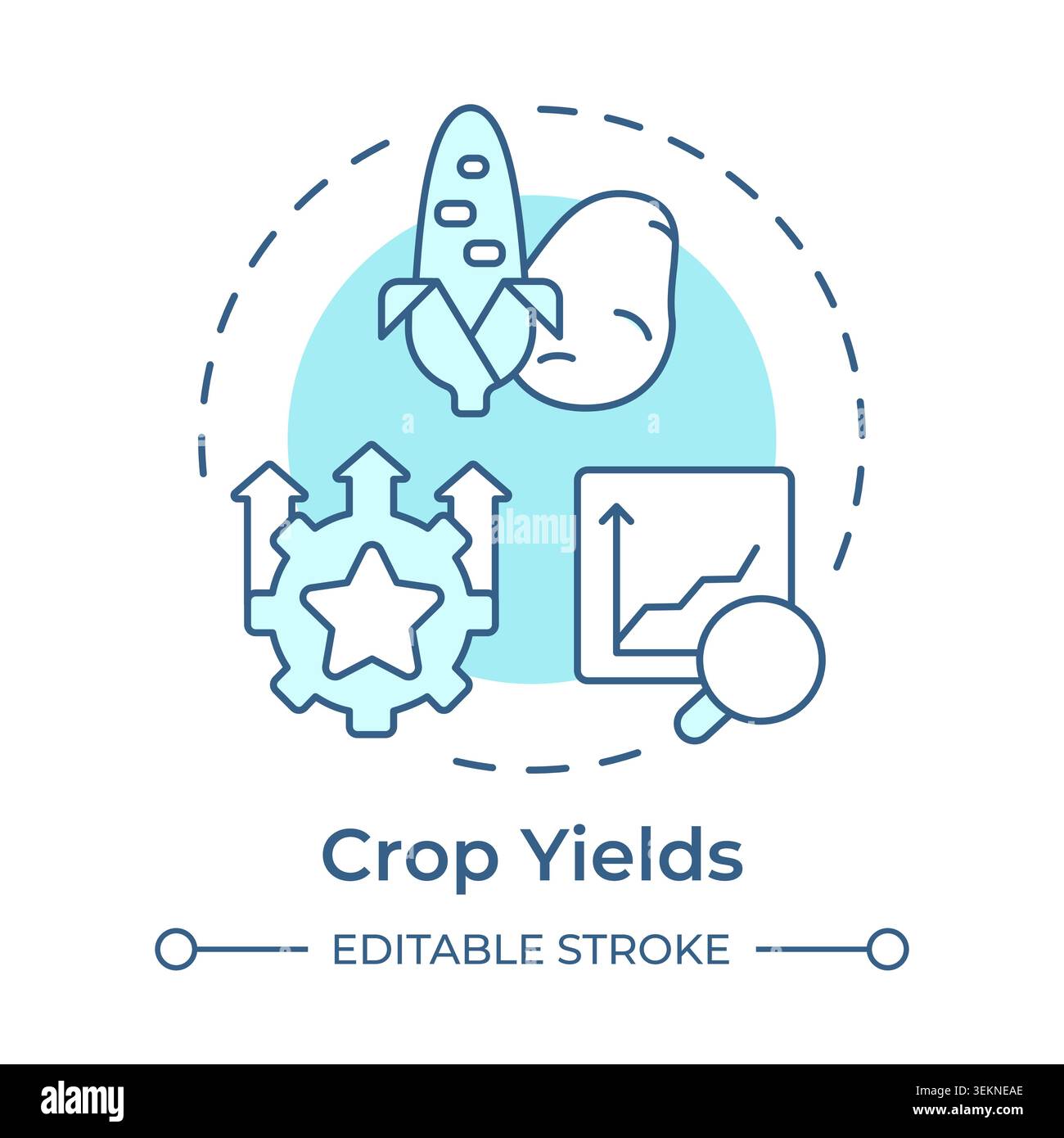 Crop yields soft blue concept icon Stock Vector