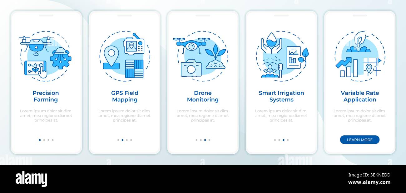 Agricultural technology services onboarding mobile app screen Stock Vector