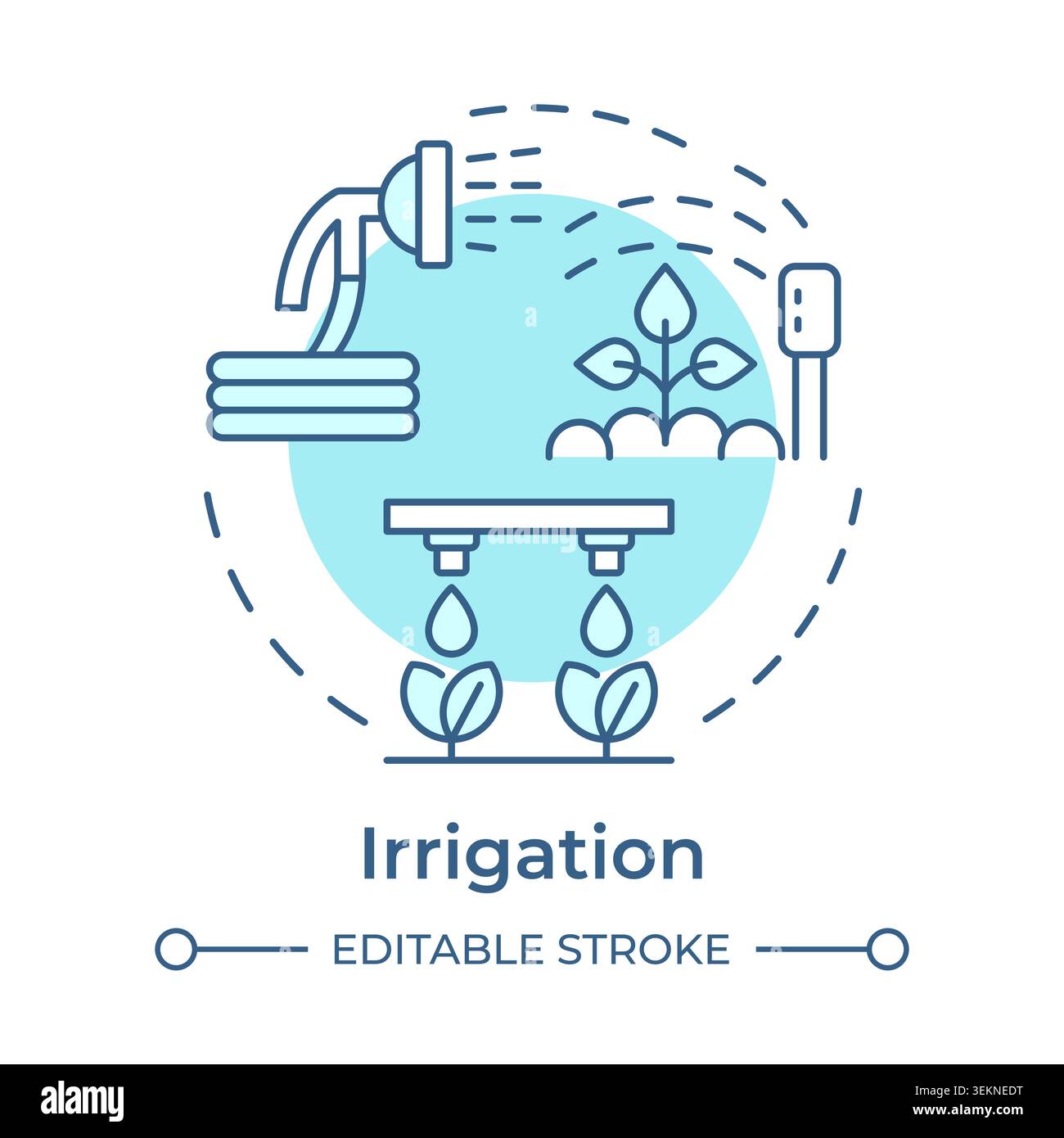 Irrigation soft blue concept icon Stock Vector