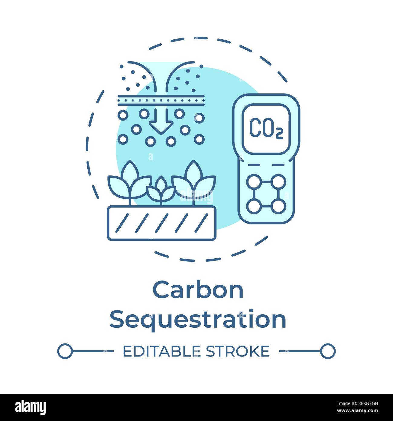 Carbon sequestration soft blue concept icon Stock Vector
