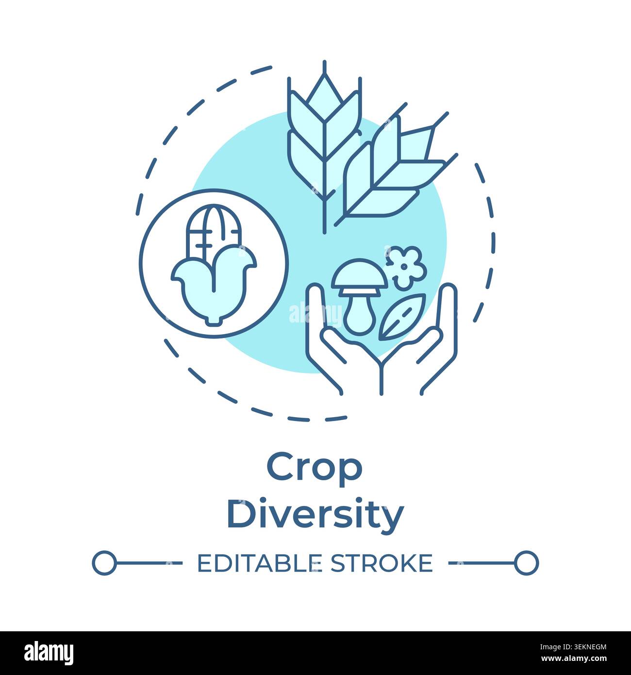 Crop diversity soft blue concept icon Stock Vector