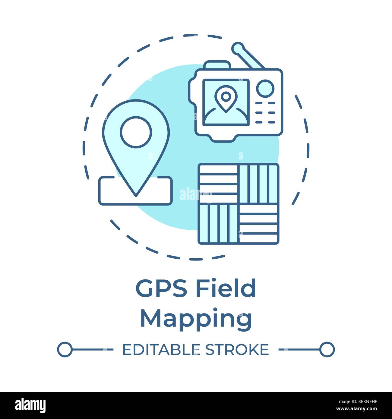 GPS field mapping soft blue concept icon Stock Vector