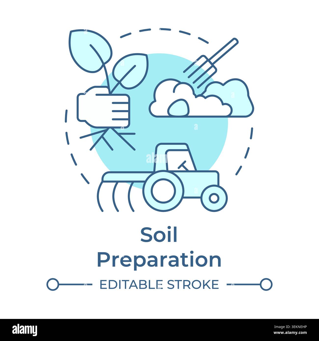 Soil preparation soft blue concept icon Stock Vector