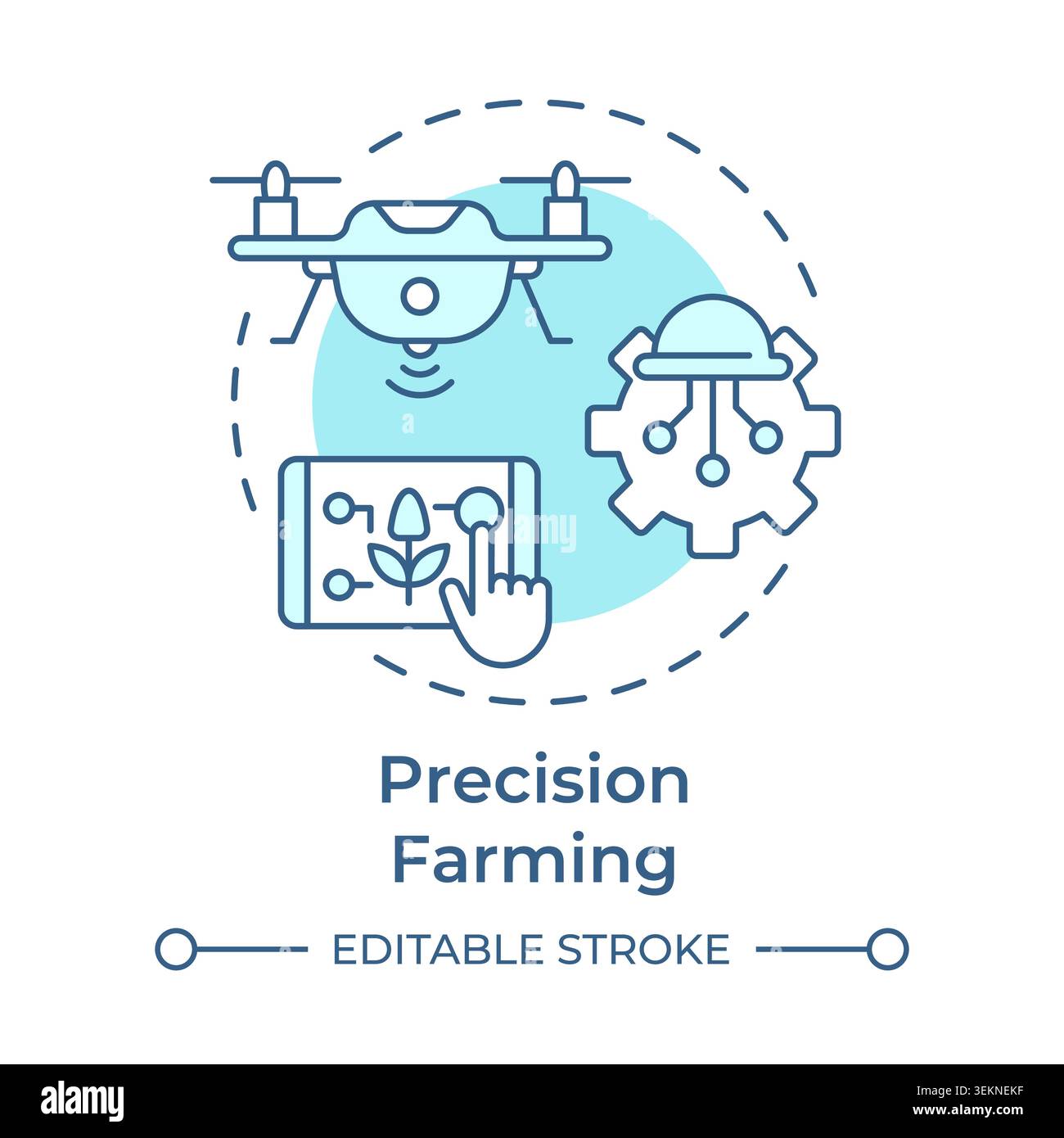 Precision farming soft blue concept icon Stock Vector