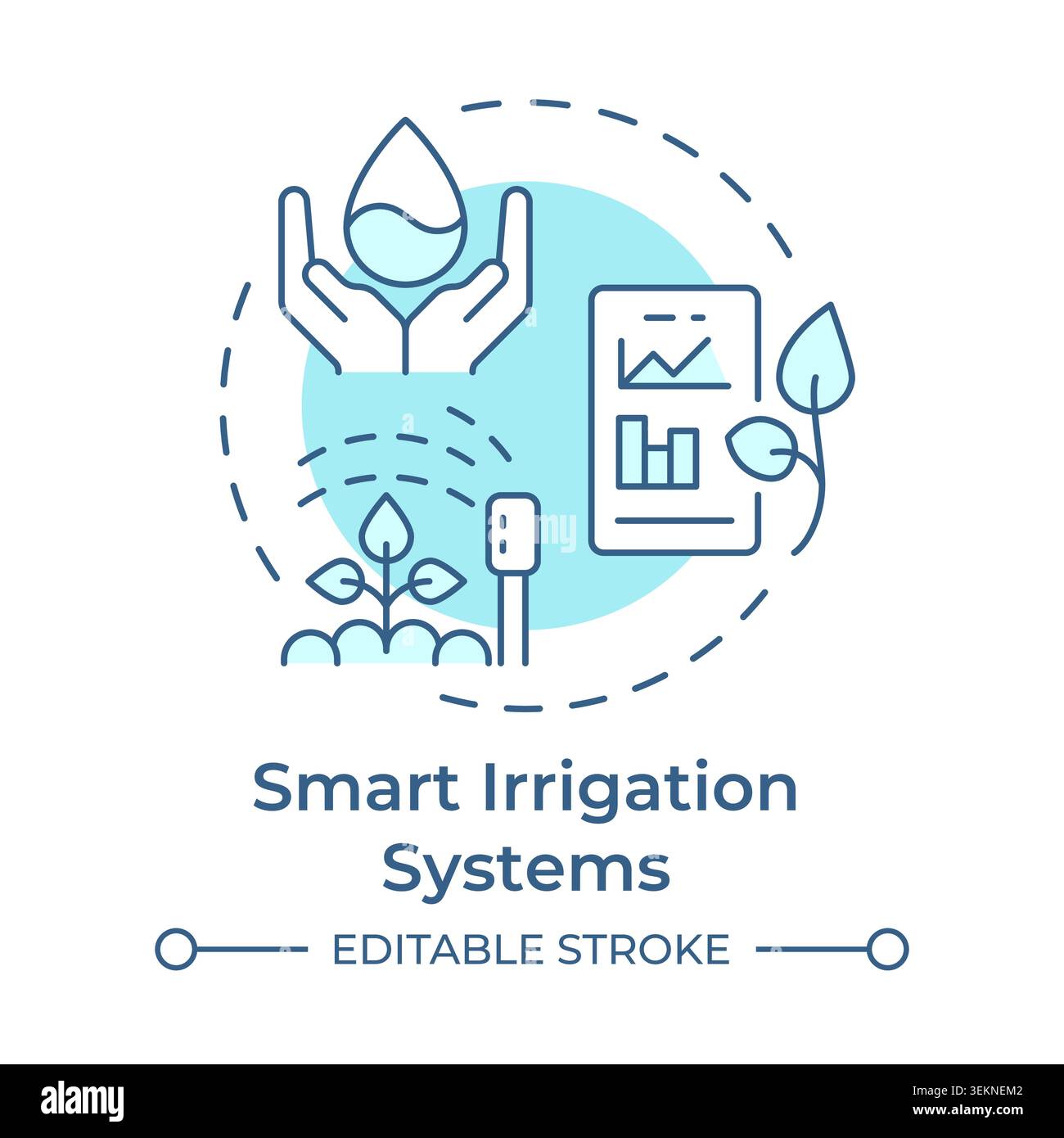 Smart irrigation systems soft blue concept icon Stock Vector