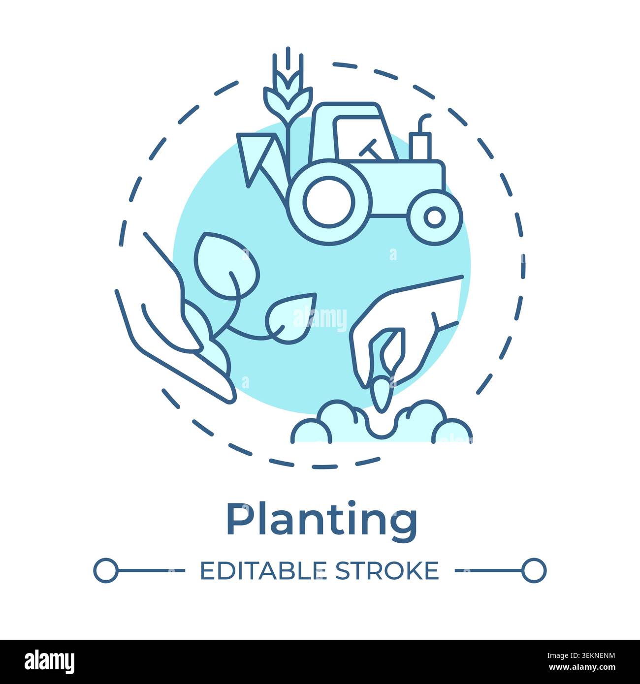 Planting soft blue concept icon Stock Vector