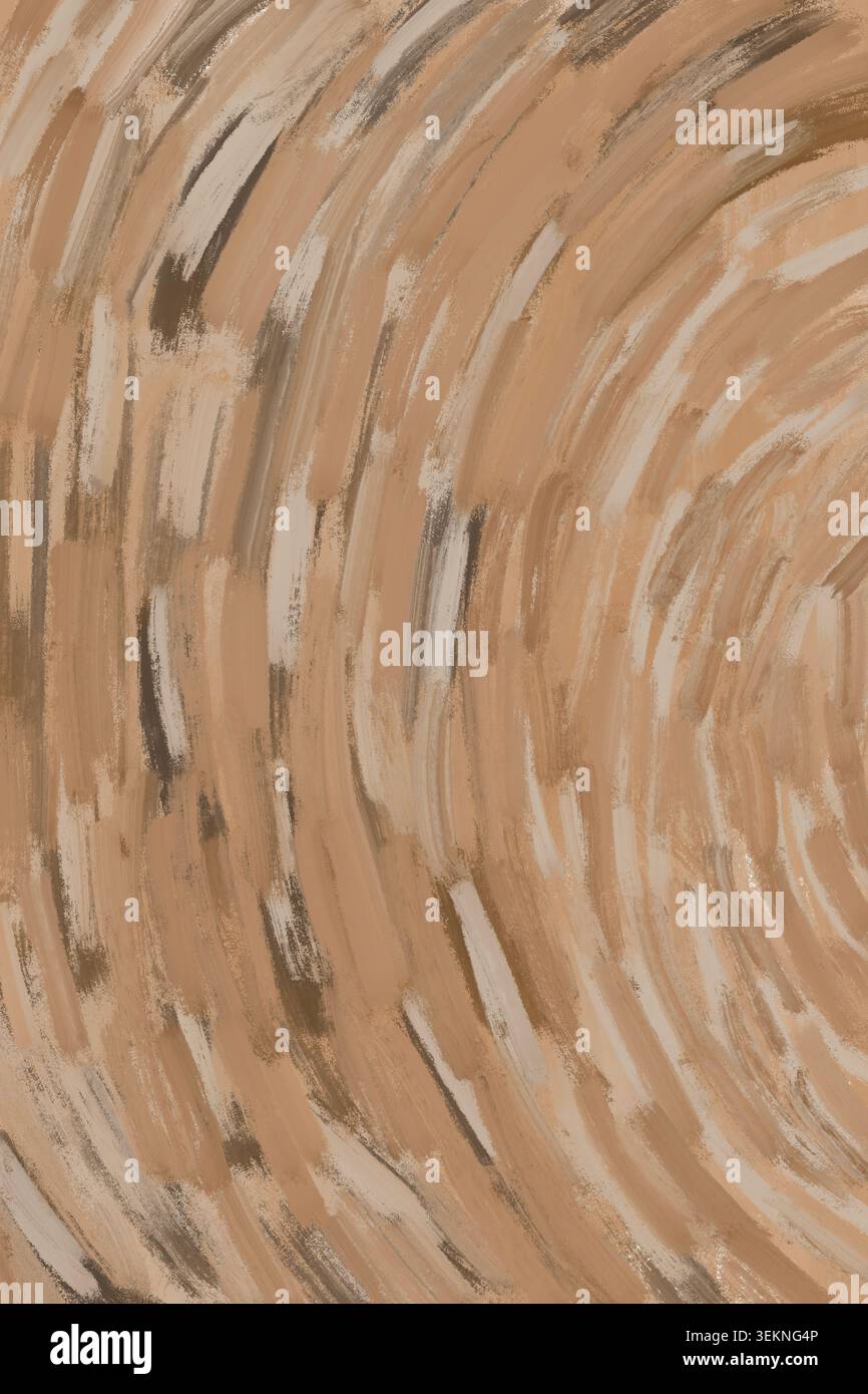 Abstract beige brushstroke texture with curved painterly patterns Stock Photo