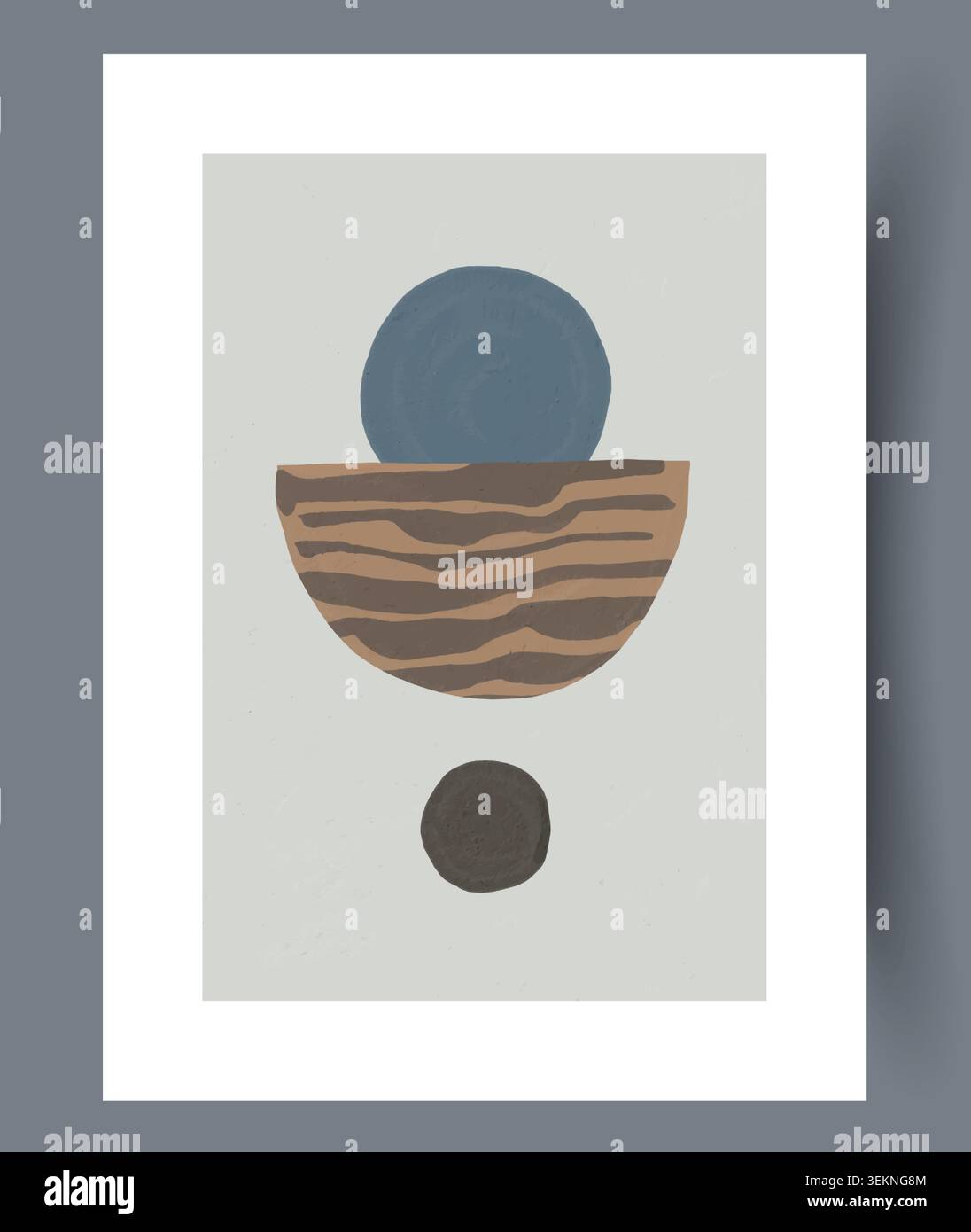 Abstract geometric composition with layered circle and stripes Stock Vector