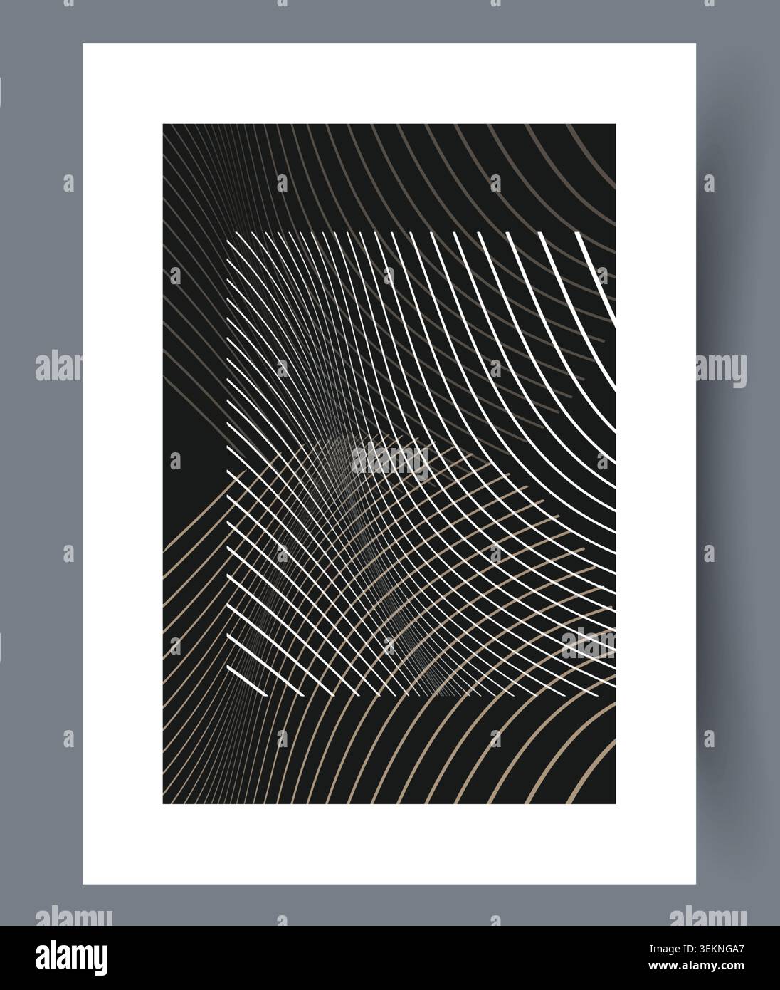 Abstract curved line composition on dark background Stock Vector