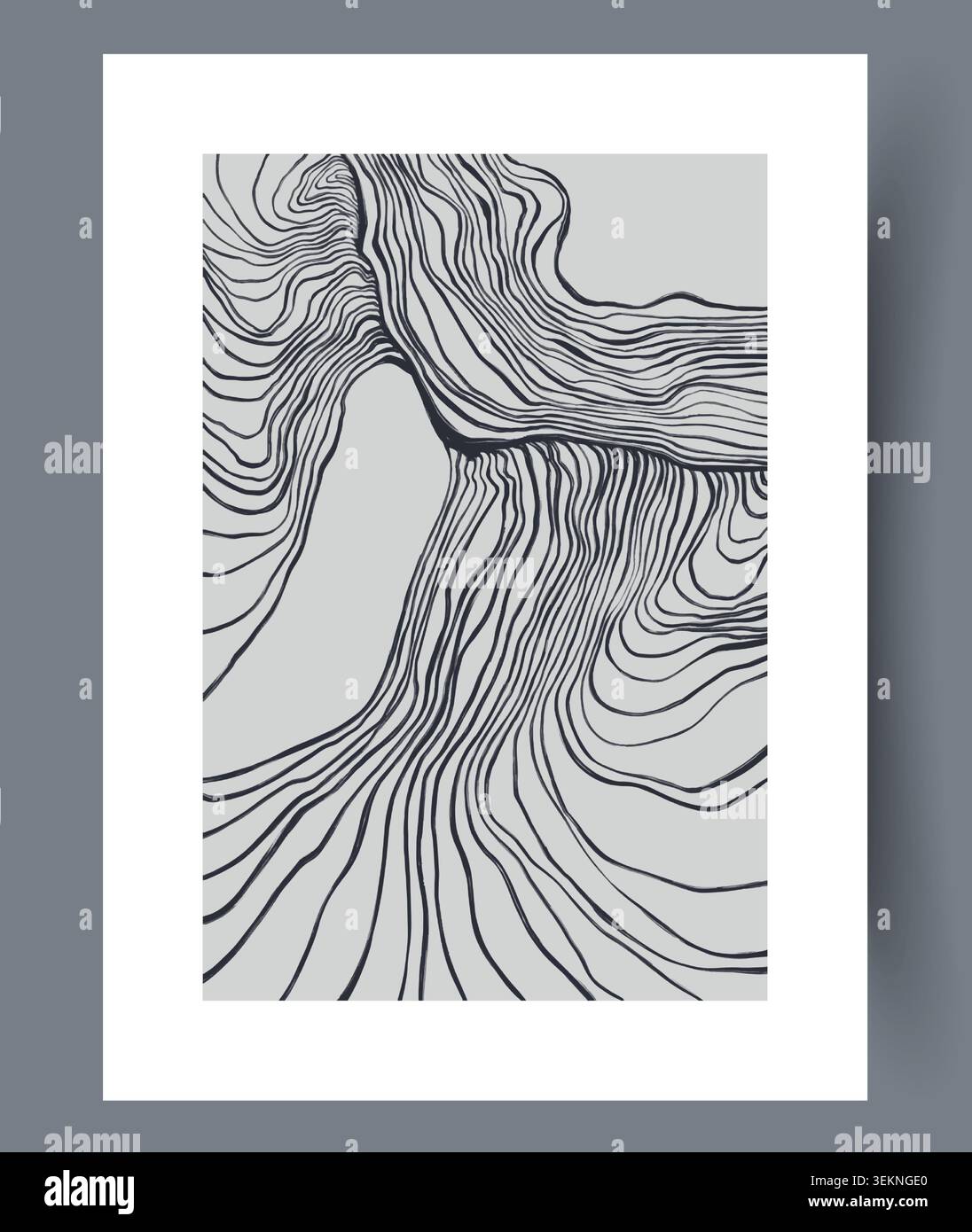 Abstract black line topographic pattern on light background Stock Vector