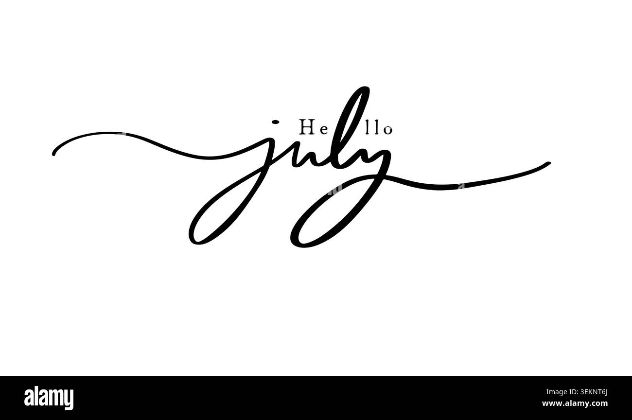 Hello july month text font calligraphy hand written lettering script ...