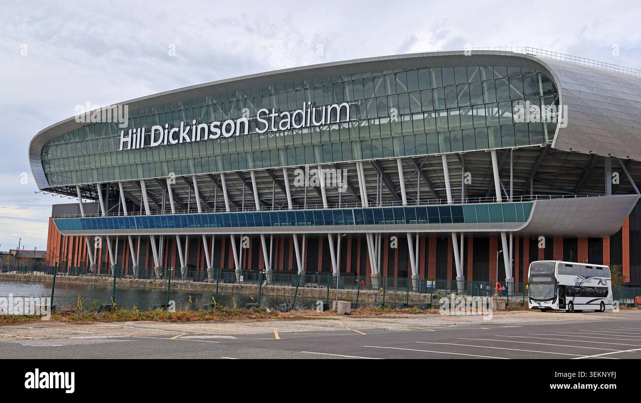 Hill Dickinson Stadium, Everton FC's new waterfront home at Liverpool docks, England, UK. Stock Photo