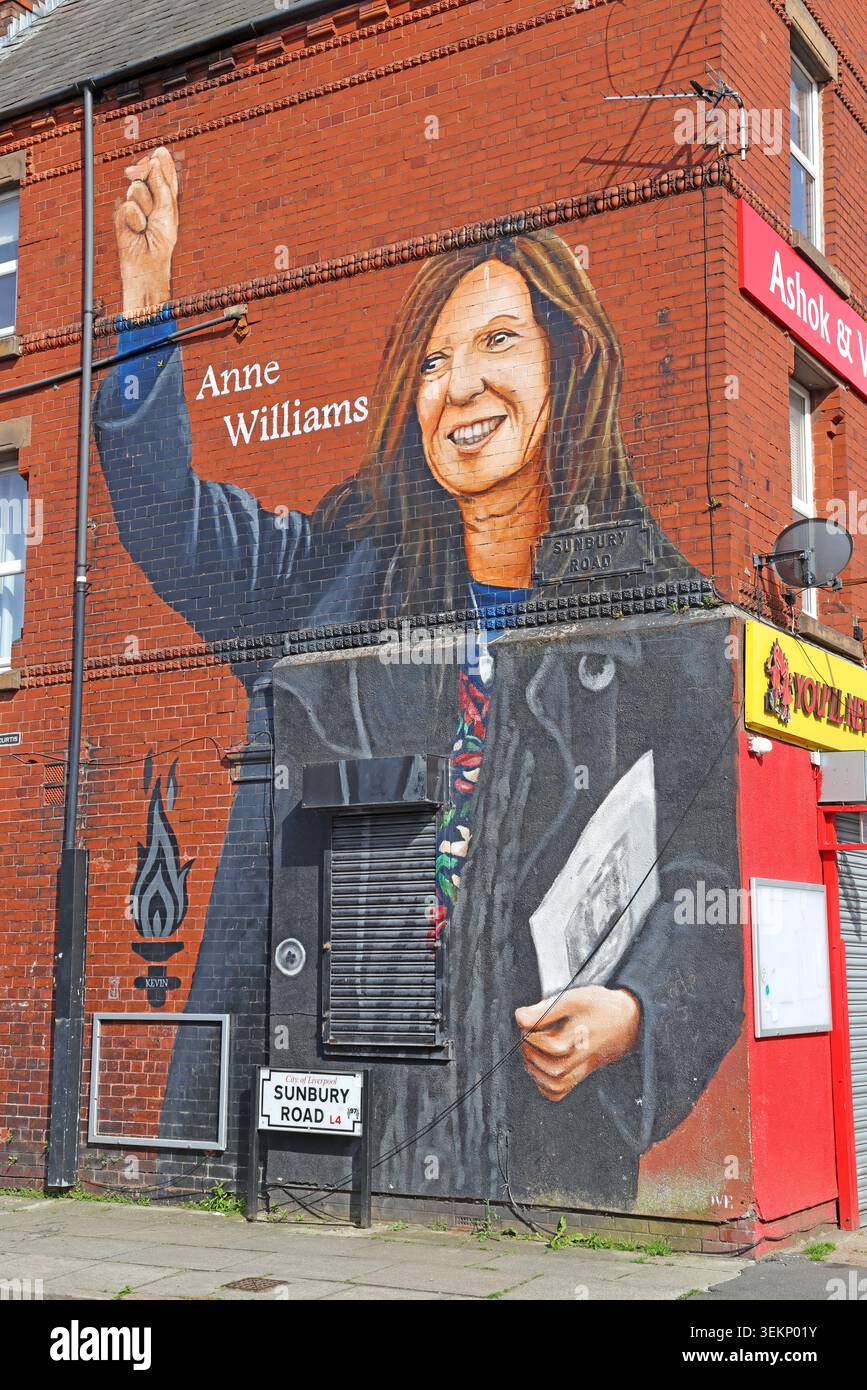 Anne Williams Hillsborough justice campaigner mural in Anfield, Liverpool, England, UK. Stock Photo