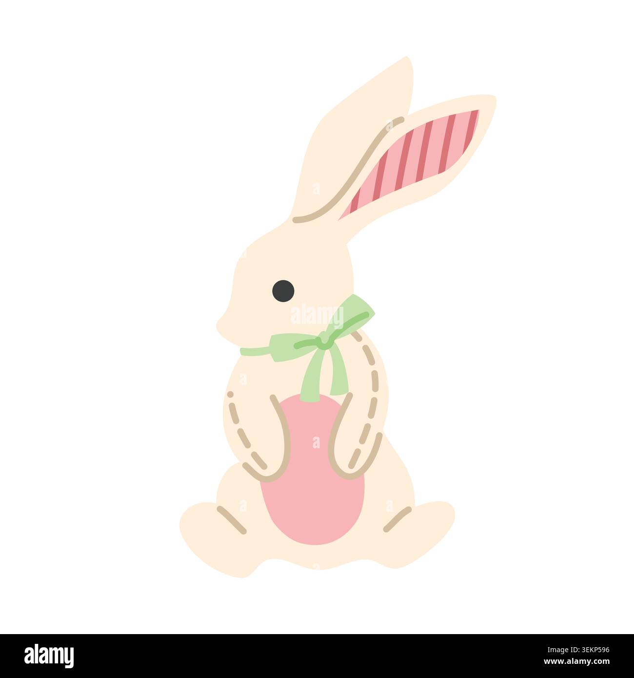 Cute Easter Bunny Illustration in Pastel Colors Stock Vector