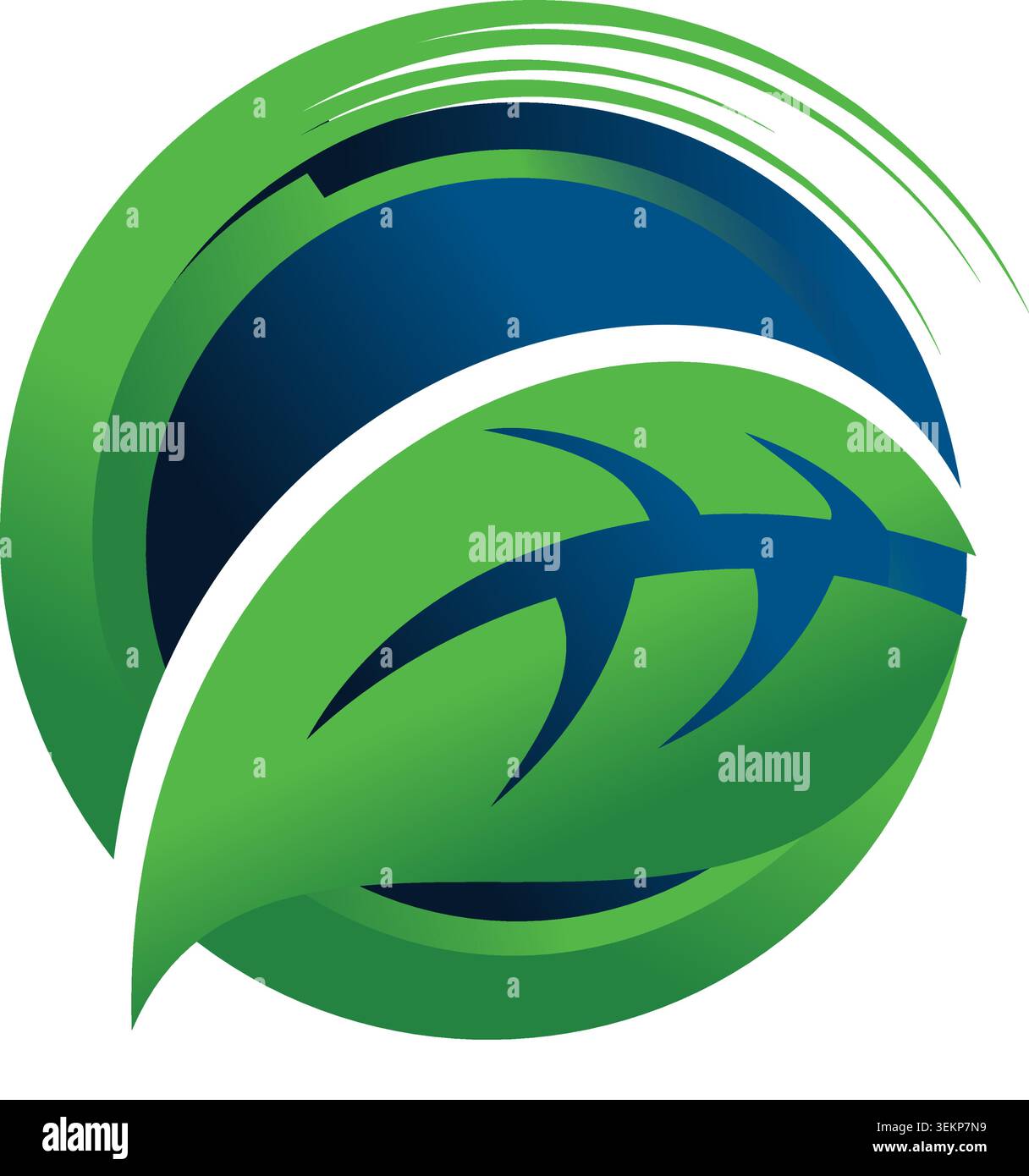 Modern eco-inspired leaf logo featuring flowing curves, circular elements, and vibrant colors symbolizing sustainability, growth, and nature. Stock Vector