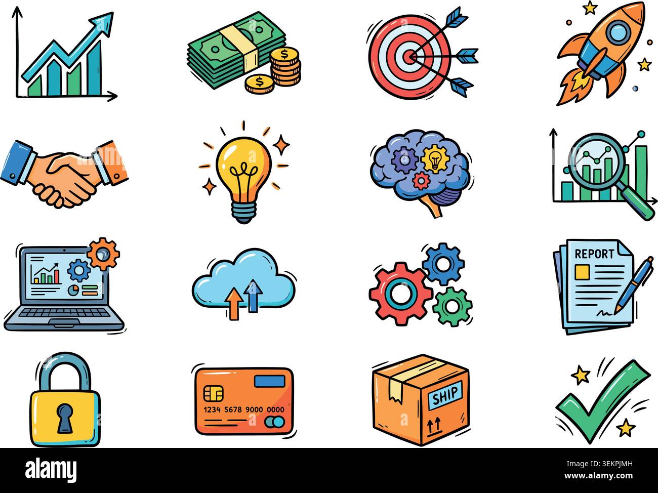Business doodle elements. Vector illustration. Vector illustration Stock Vector