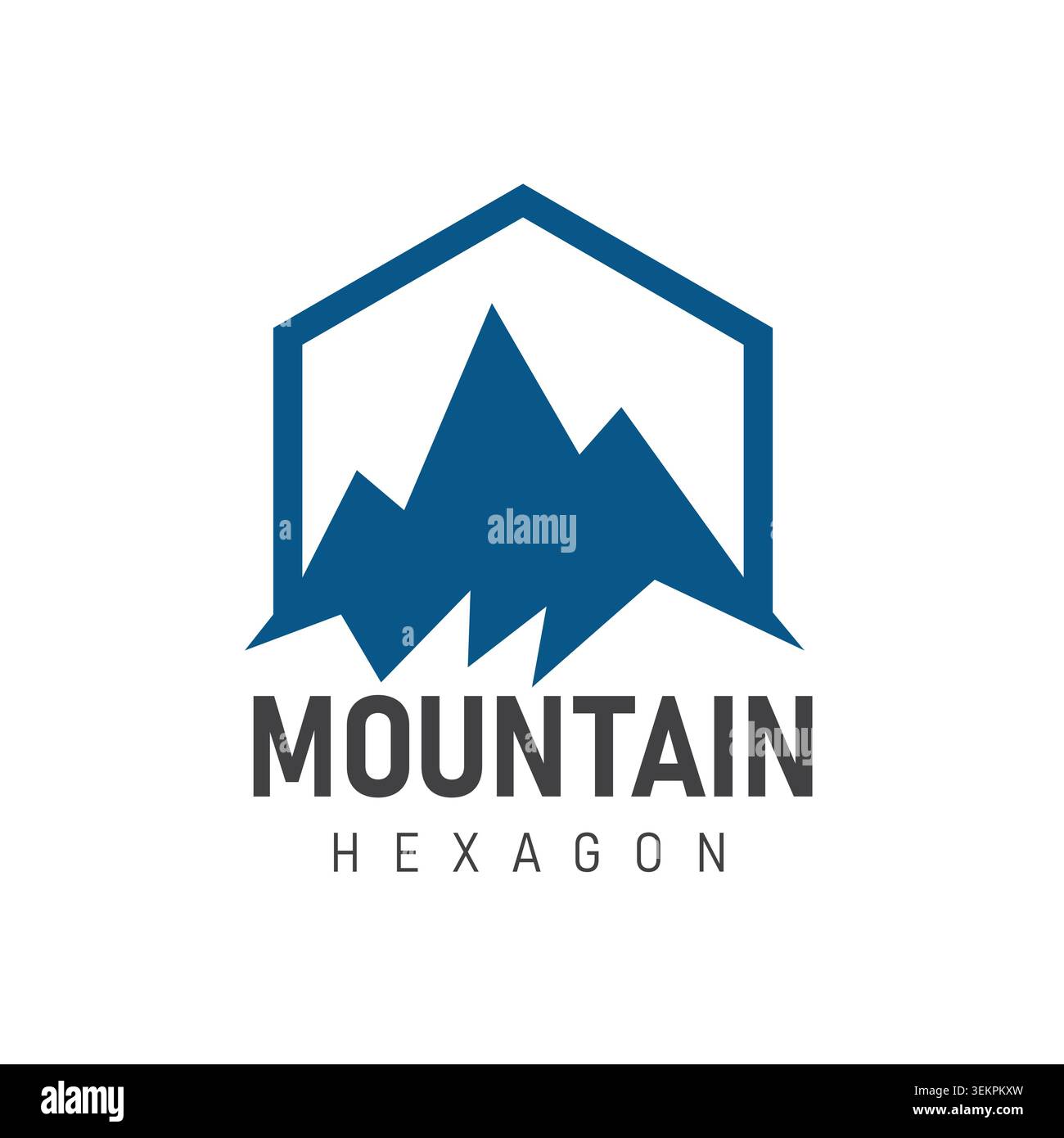Geometric Mountain Hexagon Adventure Logo Stock Vector