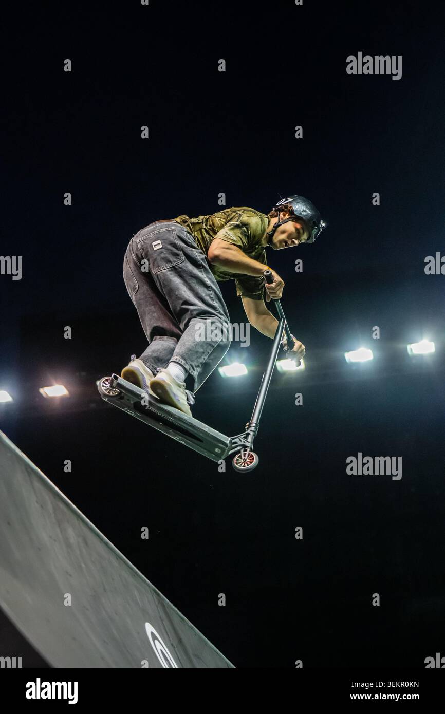 Scootering Ramp Montpellier, France – 14 May 2026: Scootering Spine Ramp Pro Men at ...