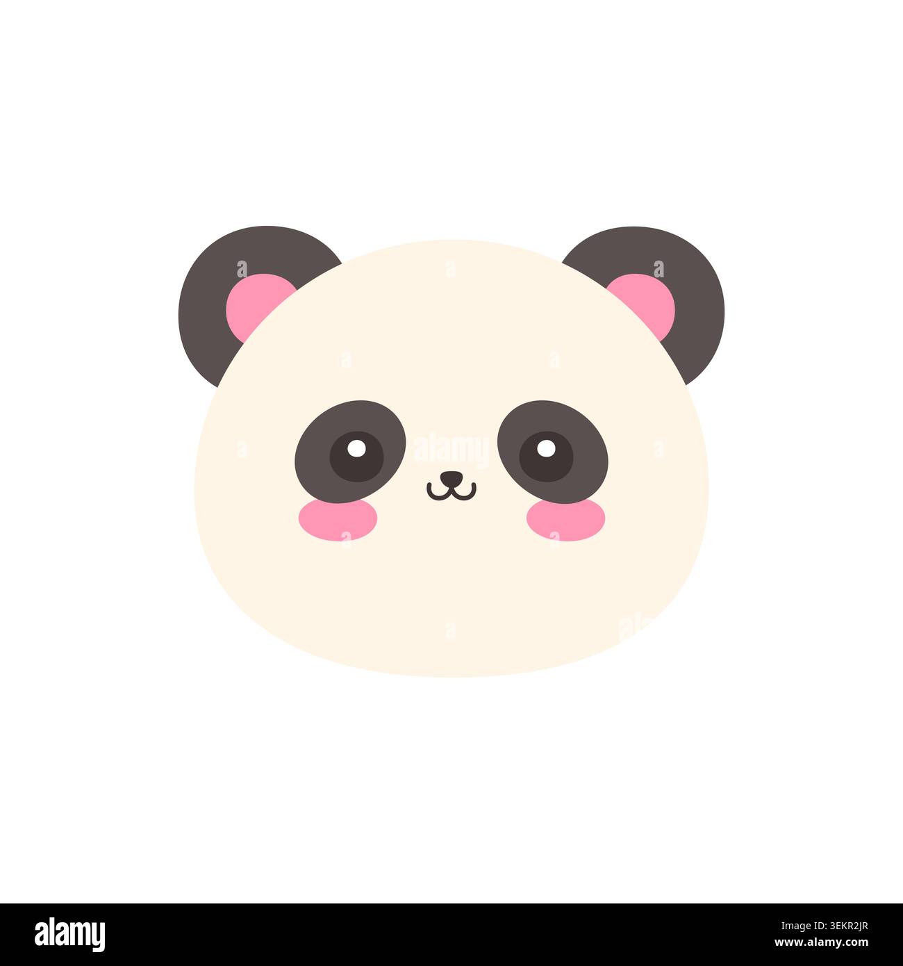 Cute kawaii panda face flat vector illustration on white background Stock Vector