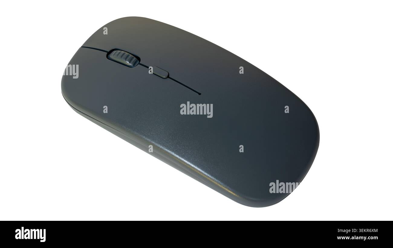 Black Wireless Computer Mouse on White Background, isolated Stock Photo