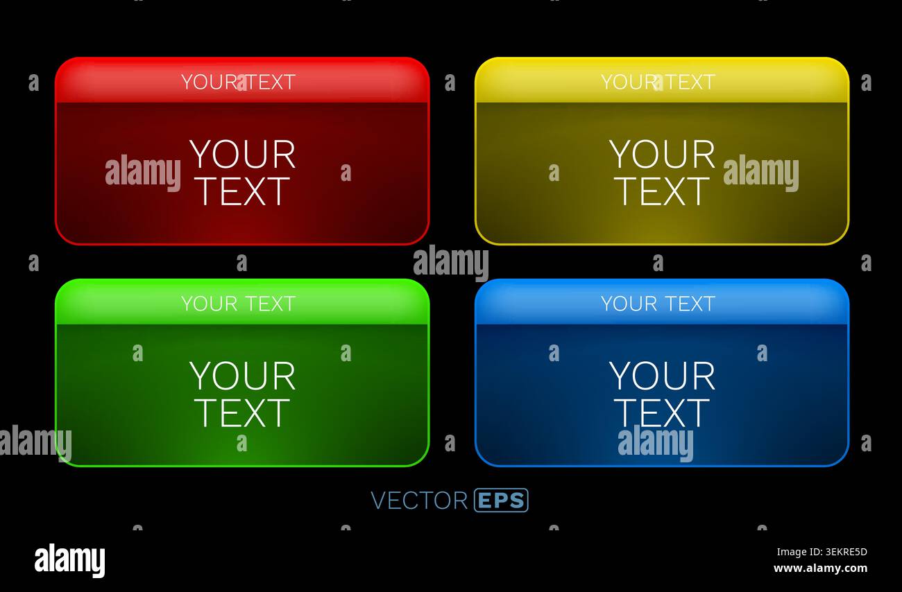 Set of four modern colorful blank banners with rounded corners for your design projects. Vector illustration Stock Vector