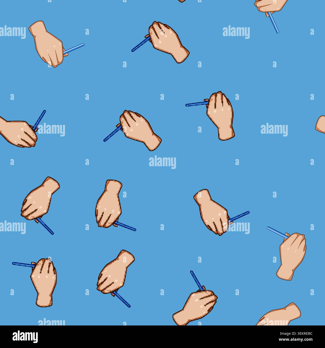 seamless pattern Hand holding pen writing or drawing concept Stock Vector