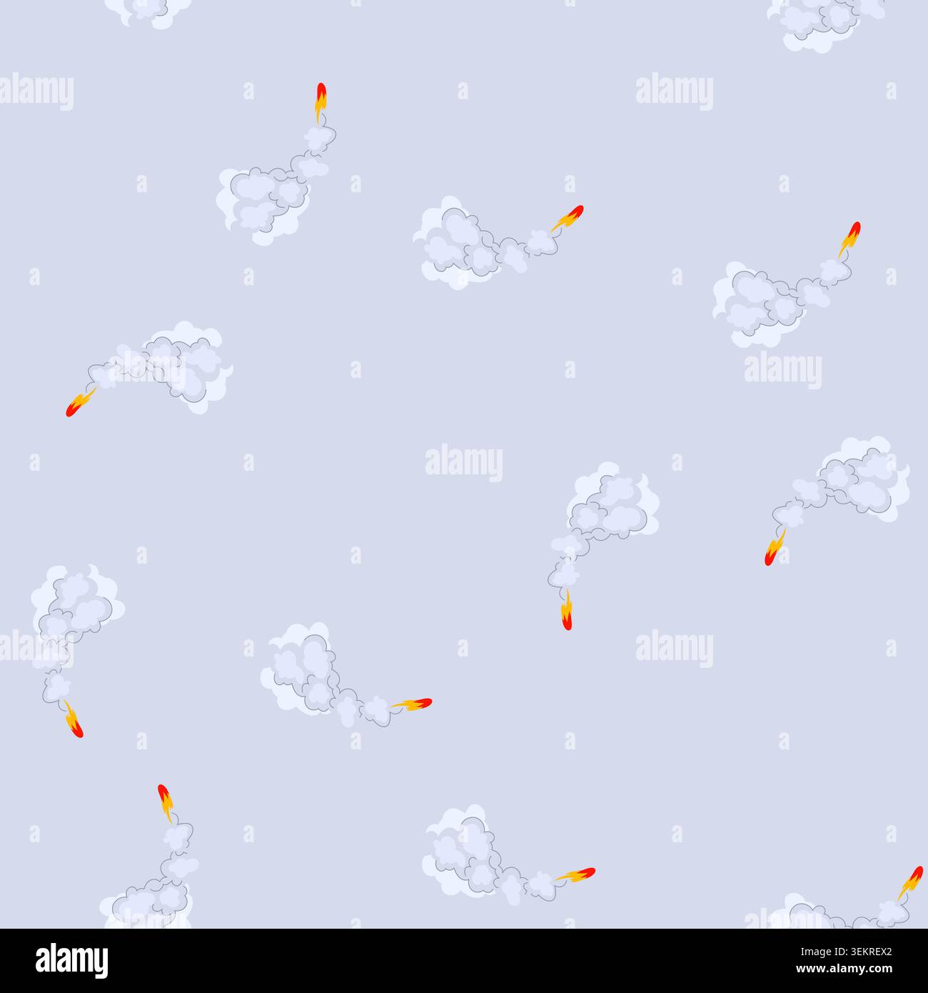 seamless pattern trajectory rocket smoke trail cartoon vector Stock Vector