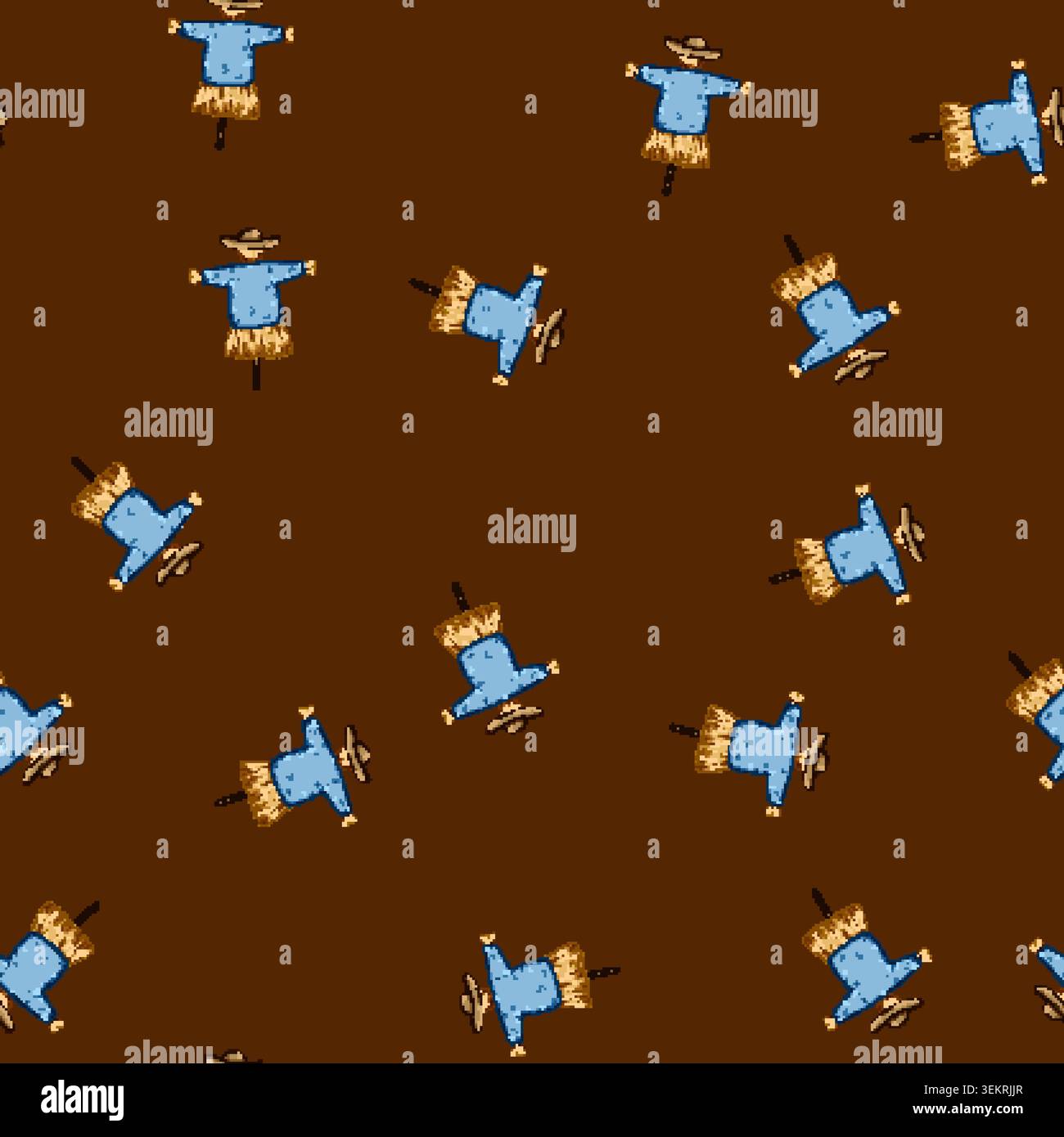 seamless pattern scare scarecrow cartoon vector Stock Vector