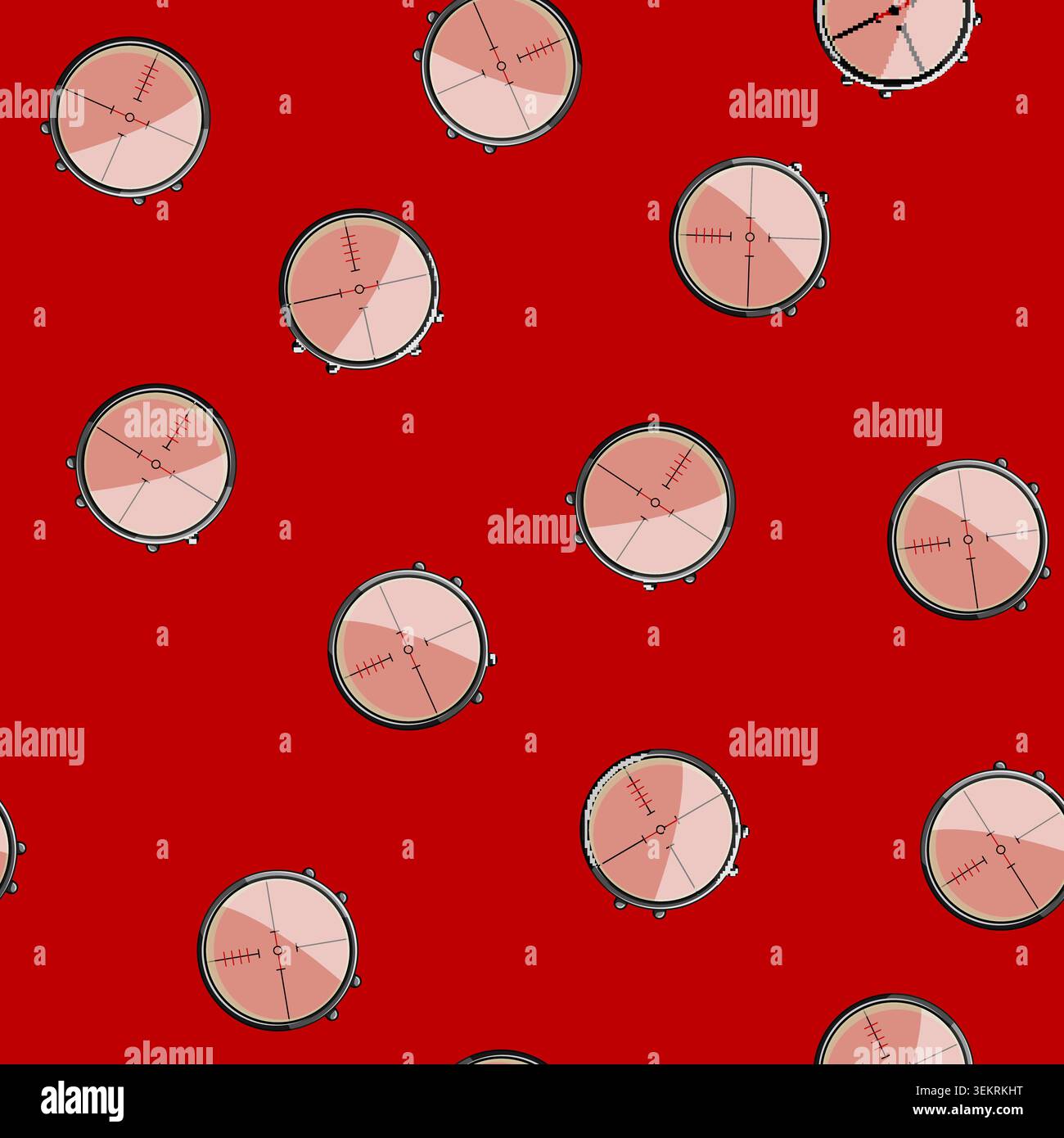 seamless pattern crosshair scope sniper cartoon vector Stock Vector