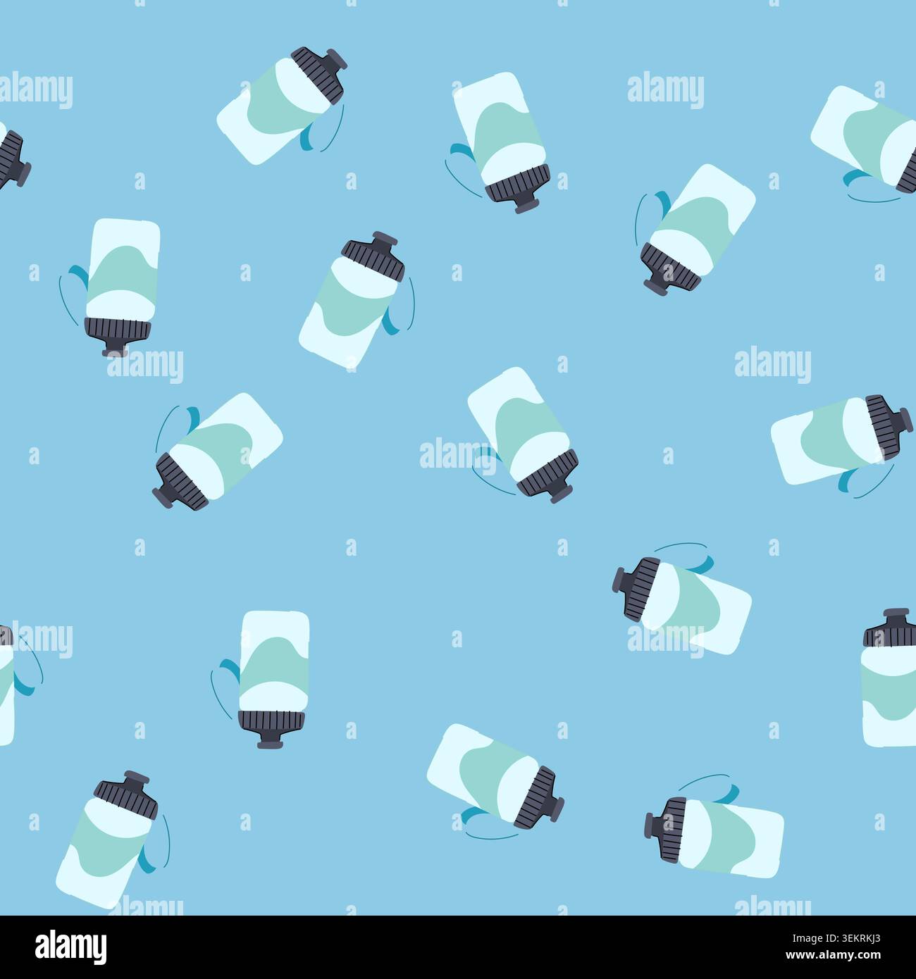 seamless pattern bicycle bike bottle cartoon vector Stock Vector