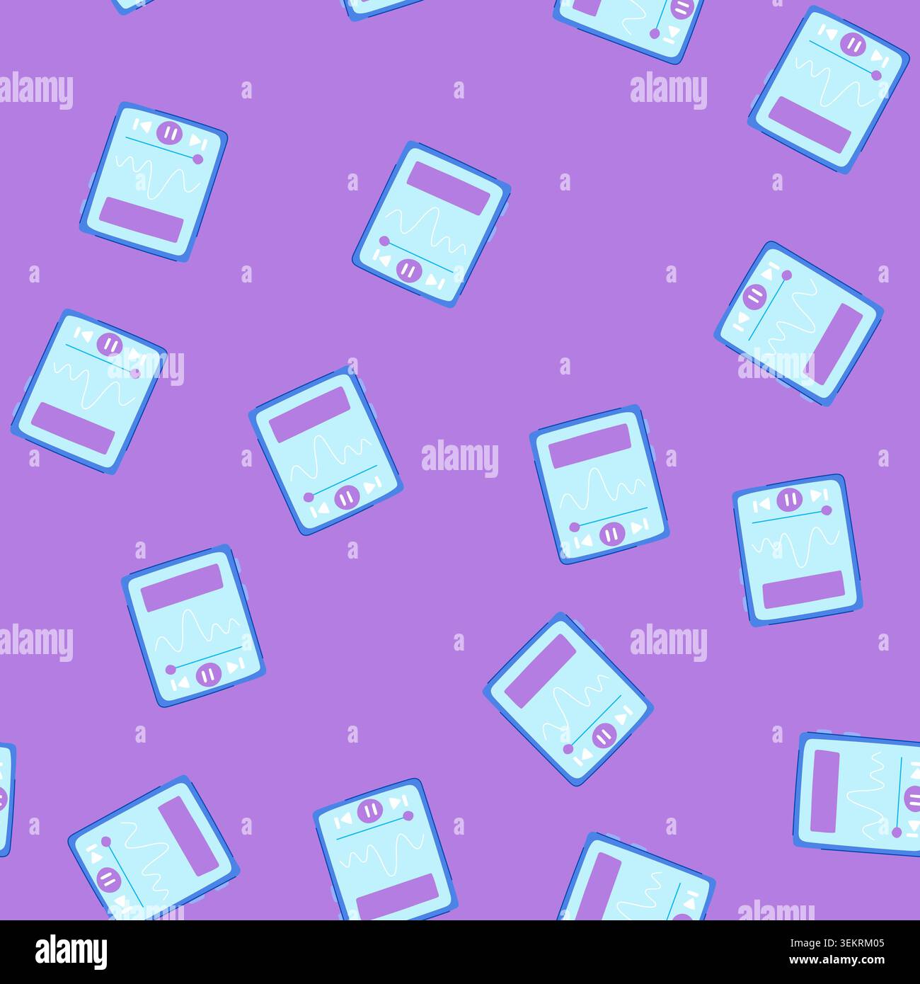seamless pattern sound mp3 player cartoon vector Stock Vector