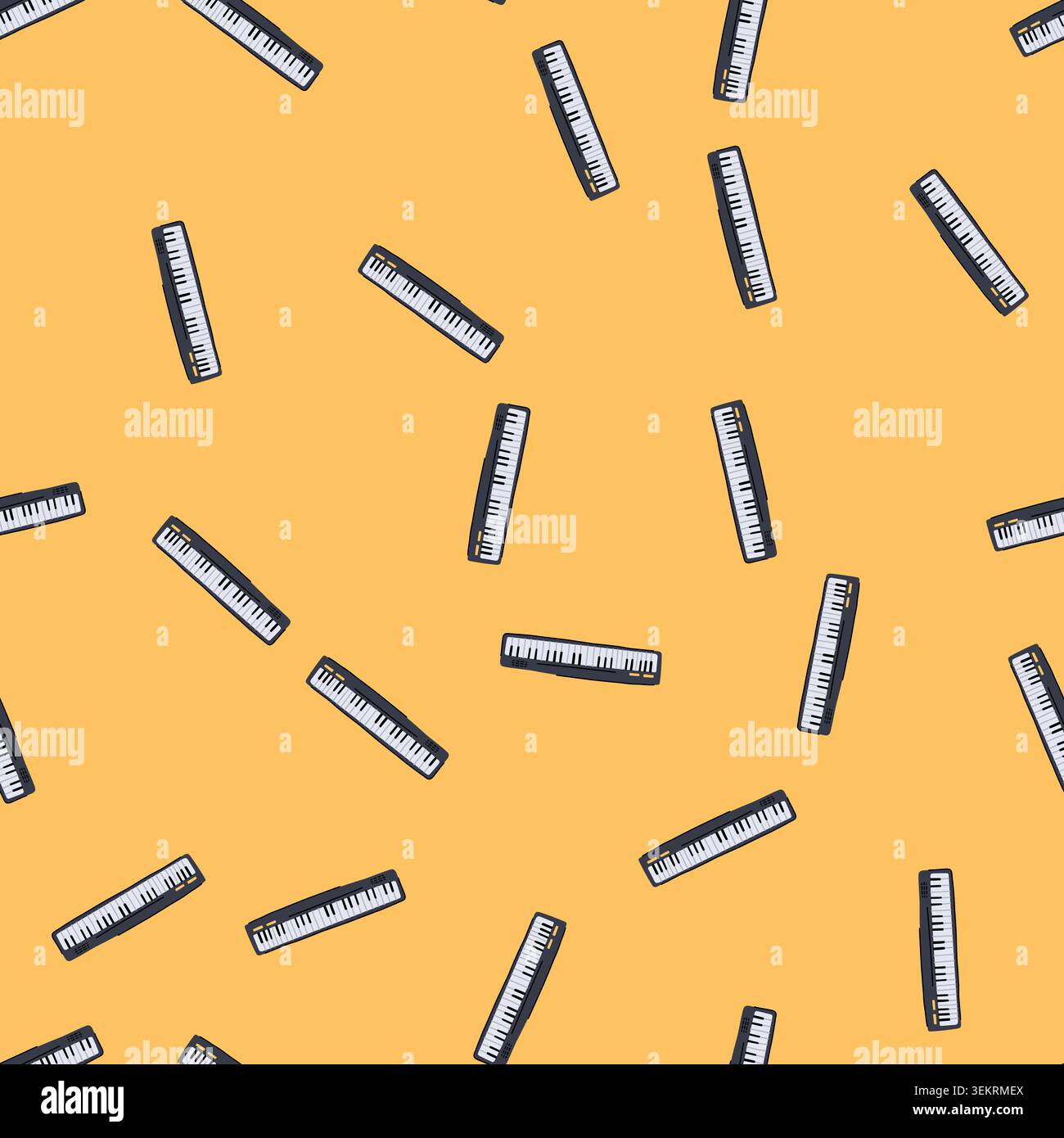 seamless pattern classical piano cartoon vector Stock Vector