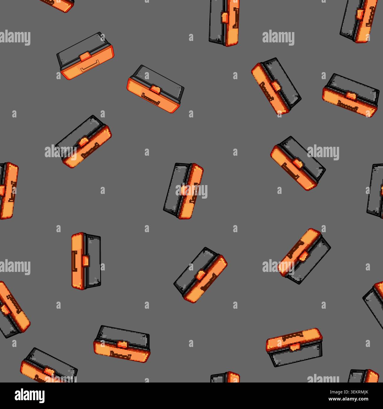 seamless pattern Plastic toolbox storing repair and maintenance tools Stock Vector