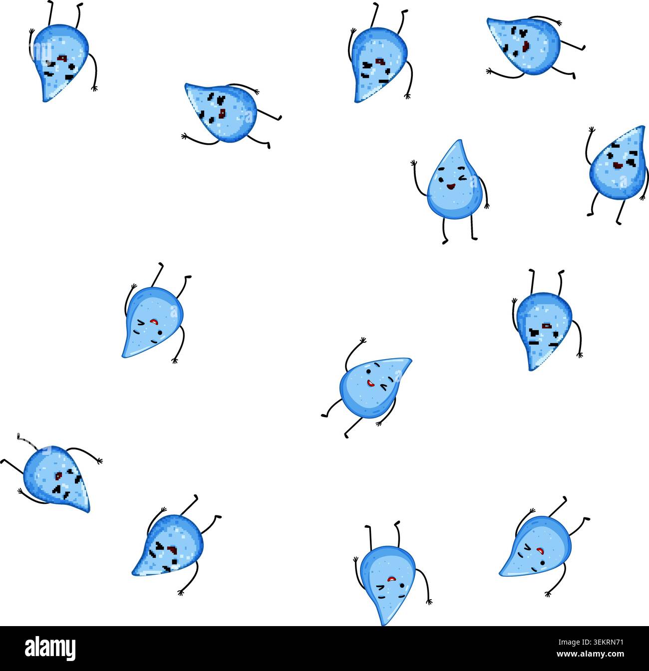 pattern rain water drop character cartoon vector Stock Vector