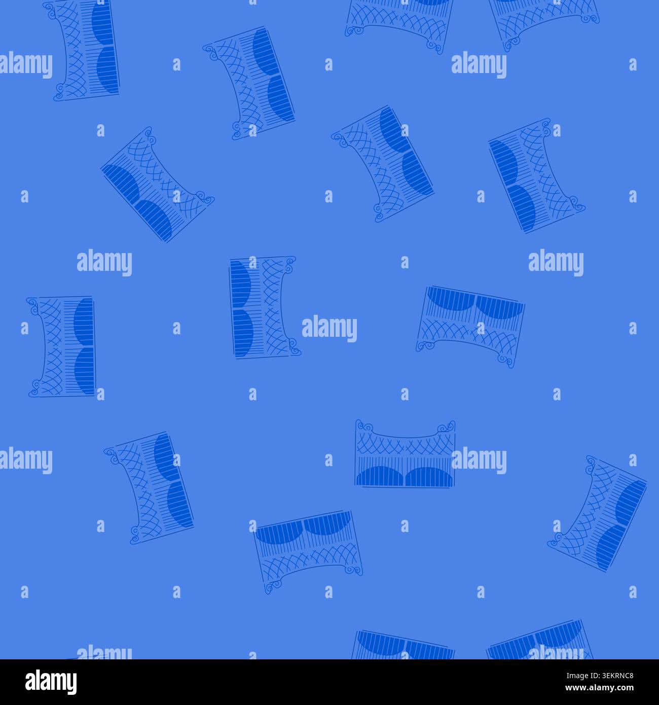 seamless pattern blue ornamental metal gate securing private property Stock Vector