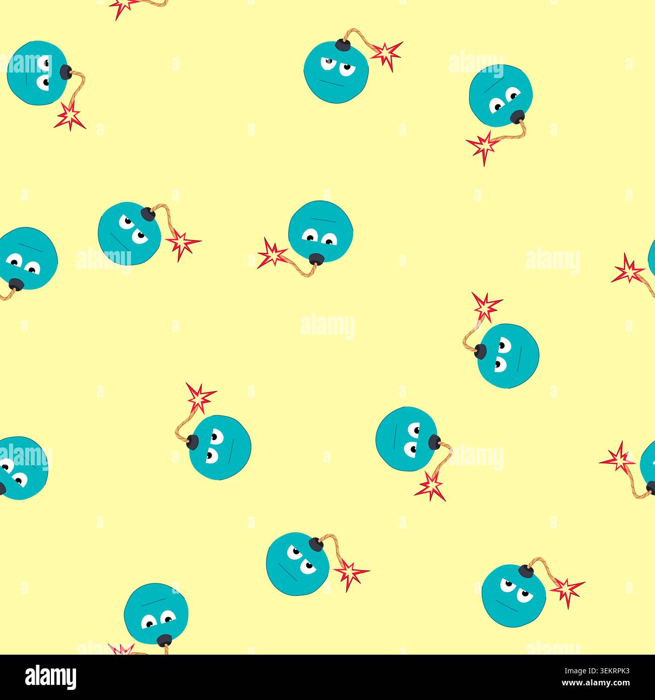 seamless pattern tnt bomb character cartoon vector Stock Vector