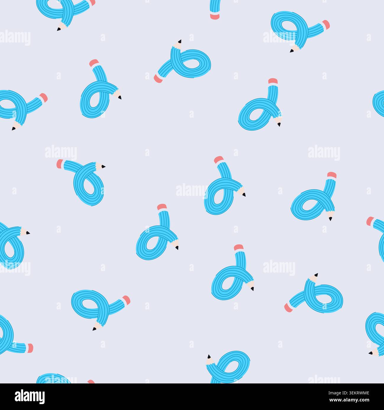 seamless pattern blue pencil bending and looping for creative ideas Stock Vector