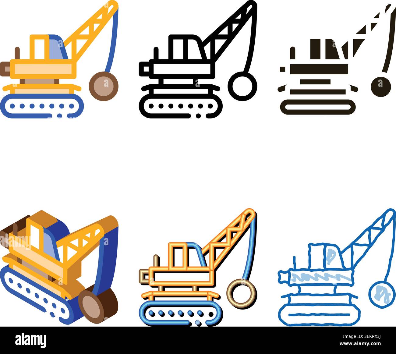 simplified demolish machine icon vector outline Stock Vector